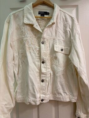 Vintage polo by Ralph Lauren off-white cream colored jean jacket XXL